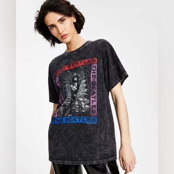 WASHED BLACK THE BEATLES TEE - Picture 1 of 3